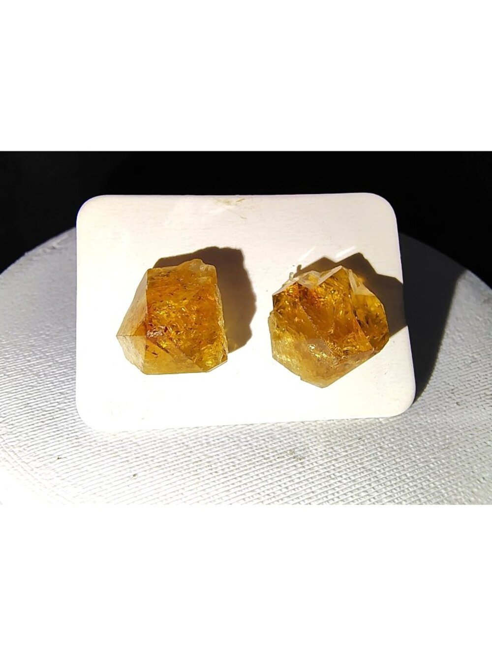 Raw Uncut Rough Cut Rock Heat Treated Amethyst? Orange Faux Citrine Stud Earring